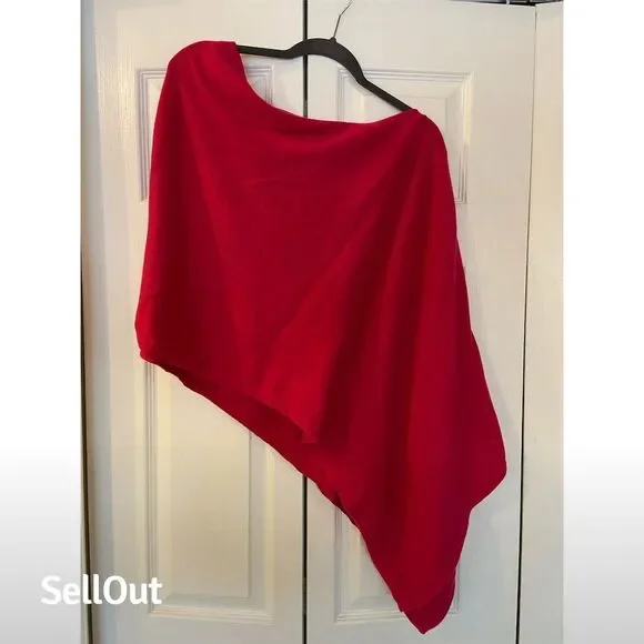 Caroline Grace Women's Pink Asymmetric Knit Poncho Cape One Size - Picture 3 of 3